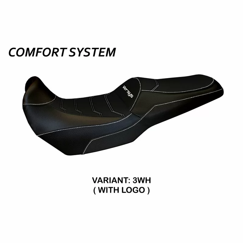 Funda de Asiento con Kawasaki Versys 1000 (11-18) - Lampedusa Total Black sistema de Comfort