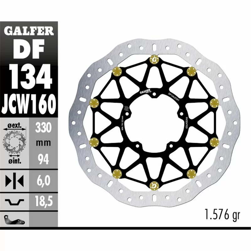 Galfer DF134JCW160G03 Brake Disc Wave Floatech