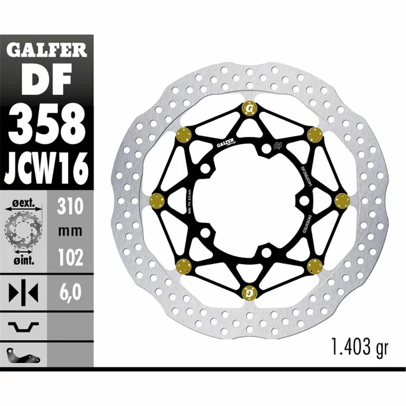 Galfer DF358JCW160G03 Brake Disc Wave Floatech